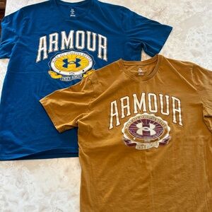 Under Armour Men's Tees - Blue and Gold-Tan